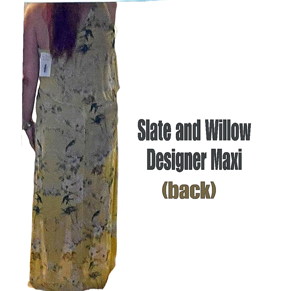 Slate & Willow chiffon layered maxi dress.  DESIGNER. MSRP $250 - Picture 3 of 7